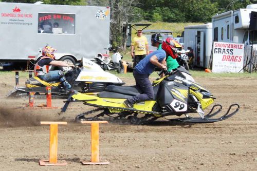 They aren’t your basic winter snow machine, but they can tear down the grass track at speeds of 100 mph +. Photo/Craig Bakay