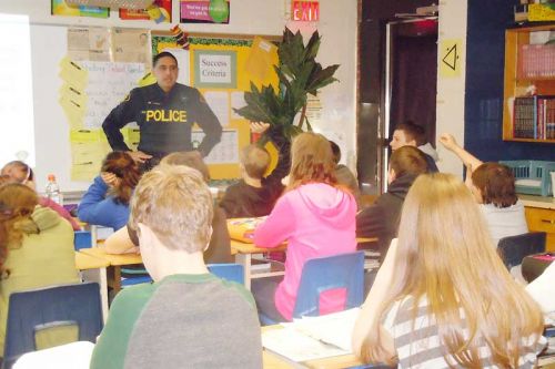 Frontenac OPP Community Services Officer, Constable Roop Sandhu, at Land O'Lakes PS